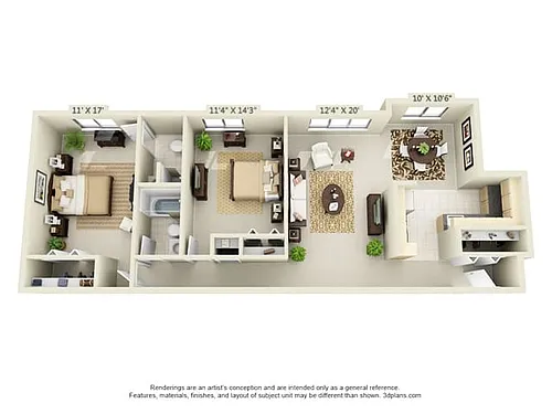 Floor plan Plan F 2 Bed 2 Bath