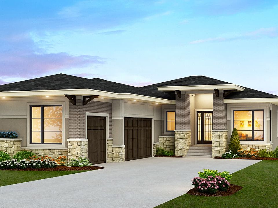Exterior view of the Prairie Elevation for the Carmini 2 model by Brookfield Residential in Calgary.