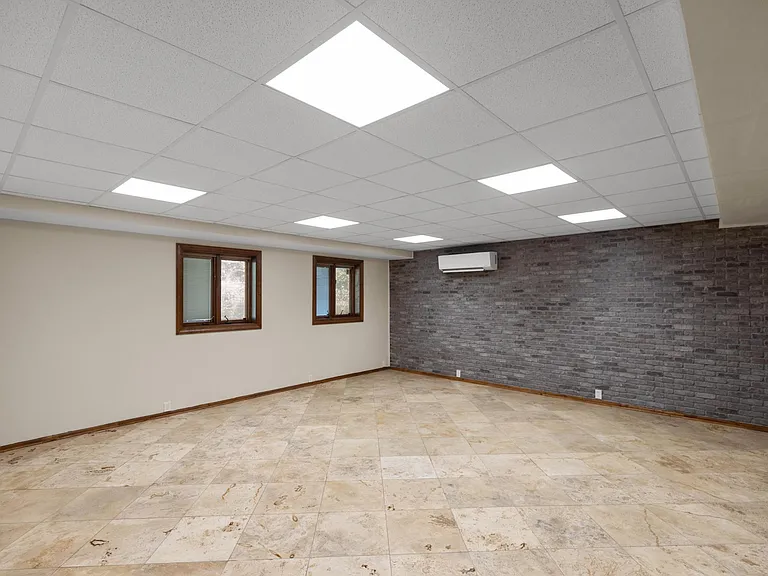 basement room with closet and separate bathroom.