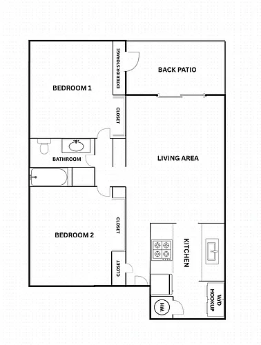 Floor plan Cline Apartments - 2 Bed 1 Bath