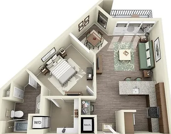1 Bedroom | 1 Bath | 729 SF 1 Bedroom | 1 Bath | 729 SF