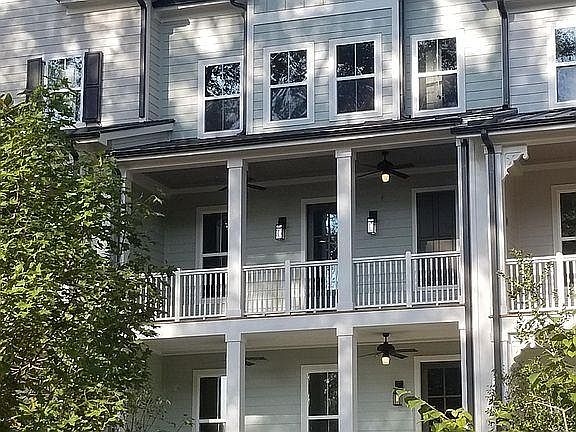 2nd floor deck and lower patio over looking park