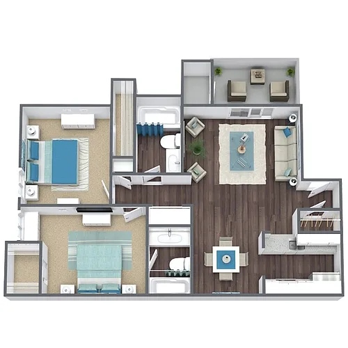 Floor plan B2: 2 Bed 2 Bath