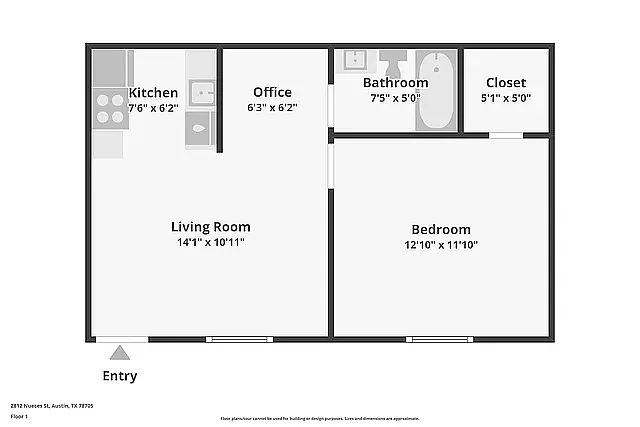 Floor plan 1 Bed 1 Bath