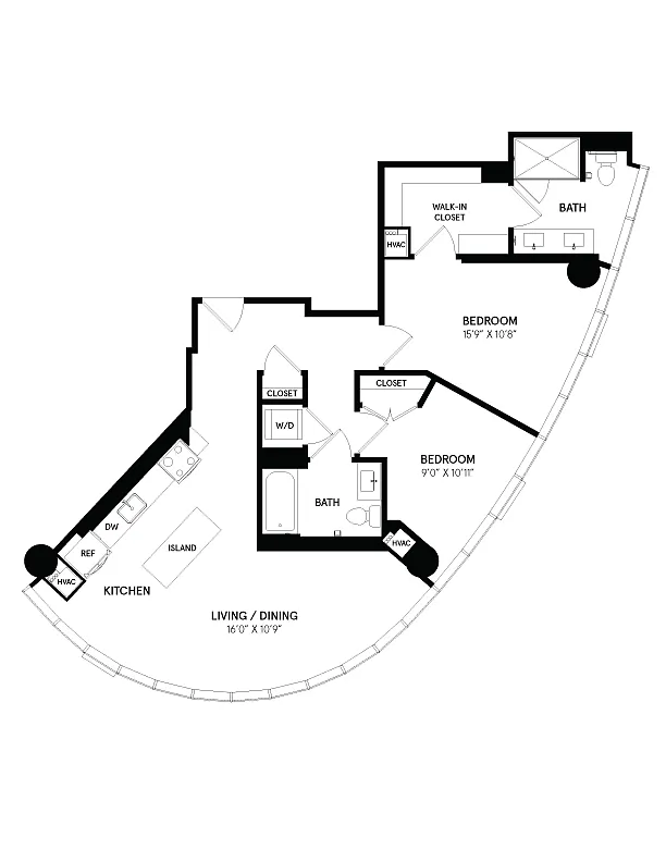 Floor plan 2 Bed/2 Bath-14B