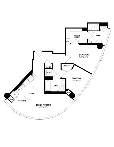 Floor plan 2 Bed/2 Bath-14B