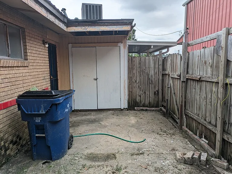 Private patio with side access via gate