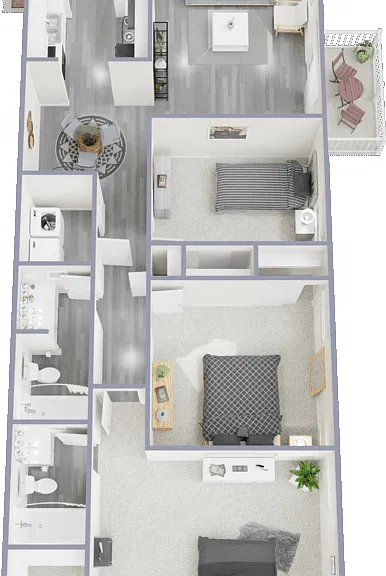 3 Bed 2 Bath Large Floorplan Diagram