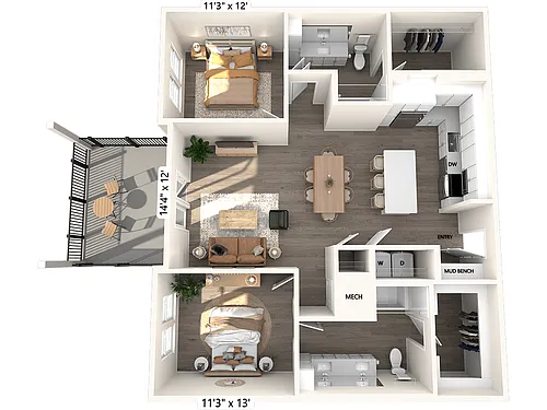 Floor plan B4-1239sf-236