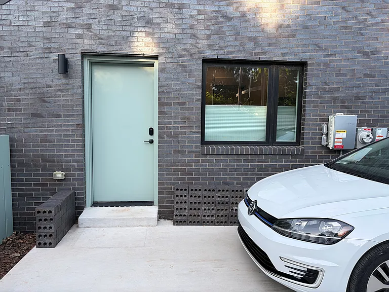 Door to dwelling (uses an electronic keypad)