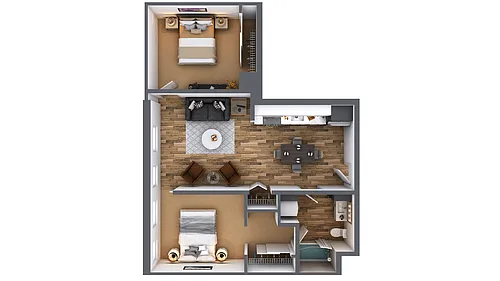 Floor plan 2 Bed 1 Bath A