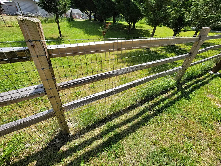Fence lining across property to secure pets/animals.