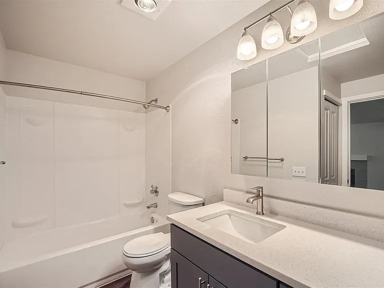 A typical bathroom at Bellwether Apartments in Olympia, Washington