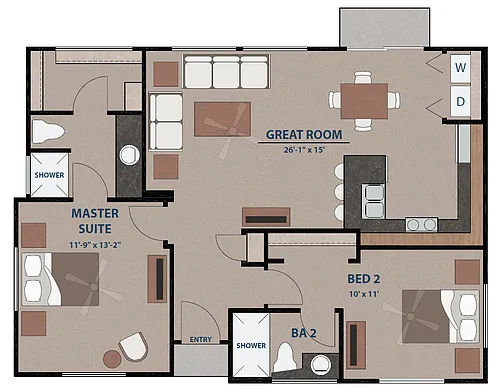 Floor plan Two Bedroom Two Bathroom