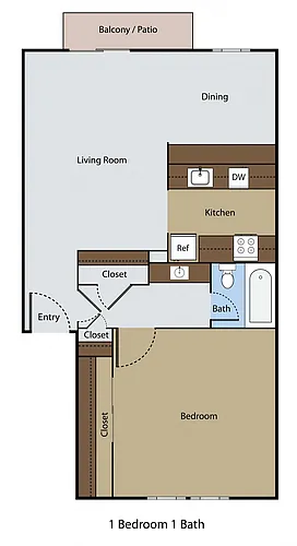 Floor plan 1 BR 1 BA