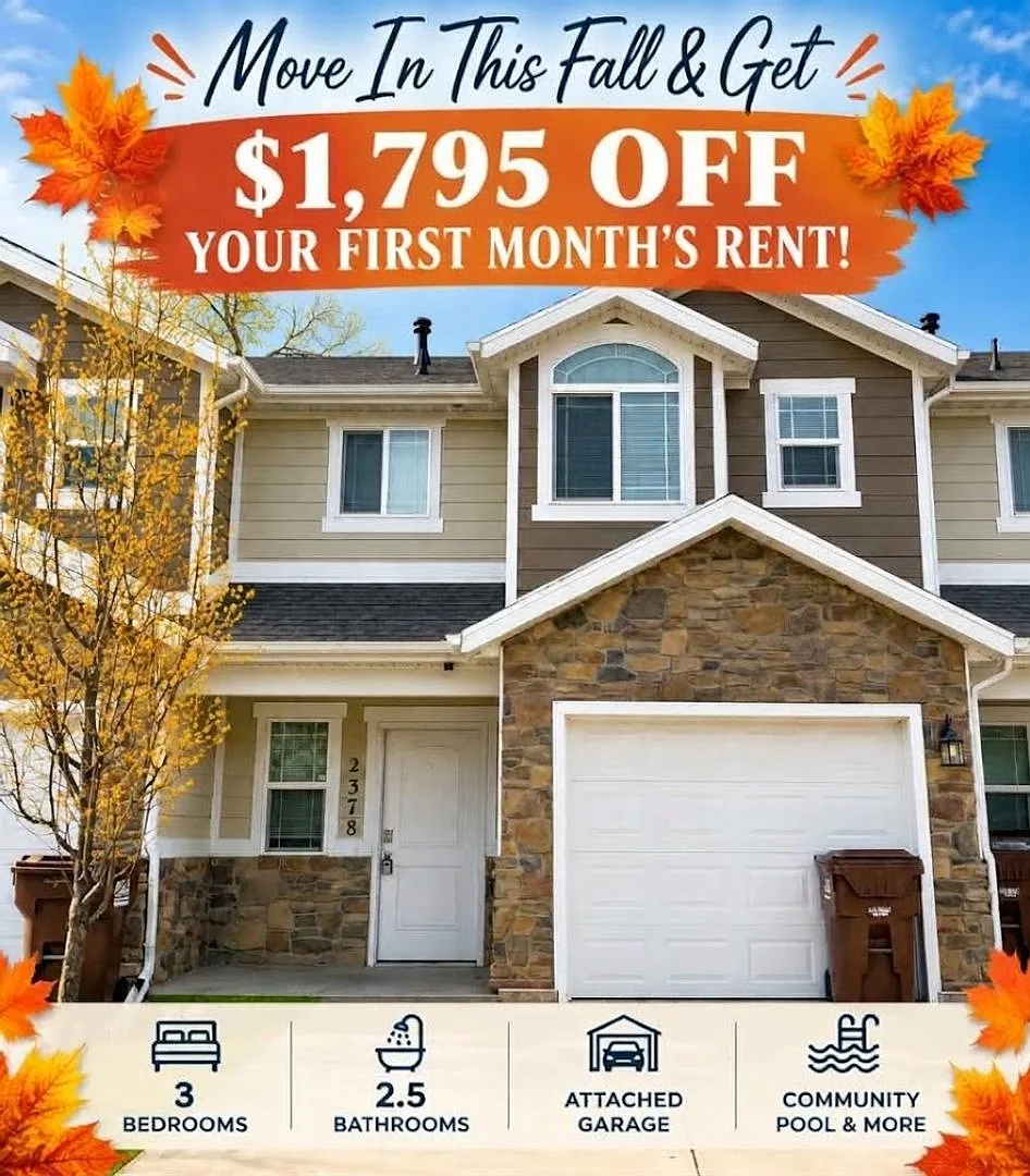 $1,795 OFF Your First Month! Spacious 3 Bed 2.5 Bath West Haven Townhome — Photo 1