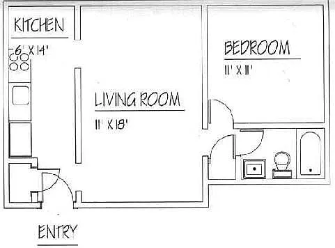 Floor plan One Bed Classic