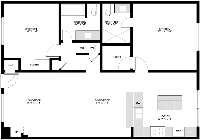 Floor plan 2x2B