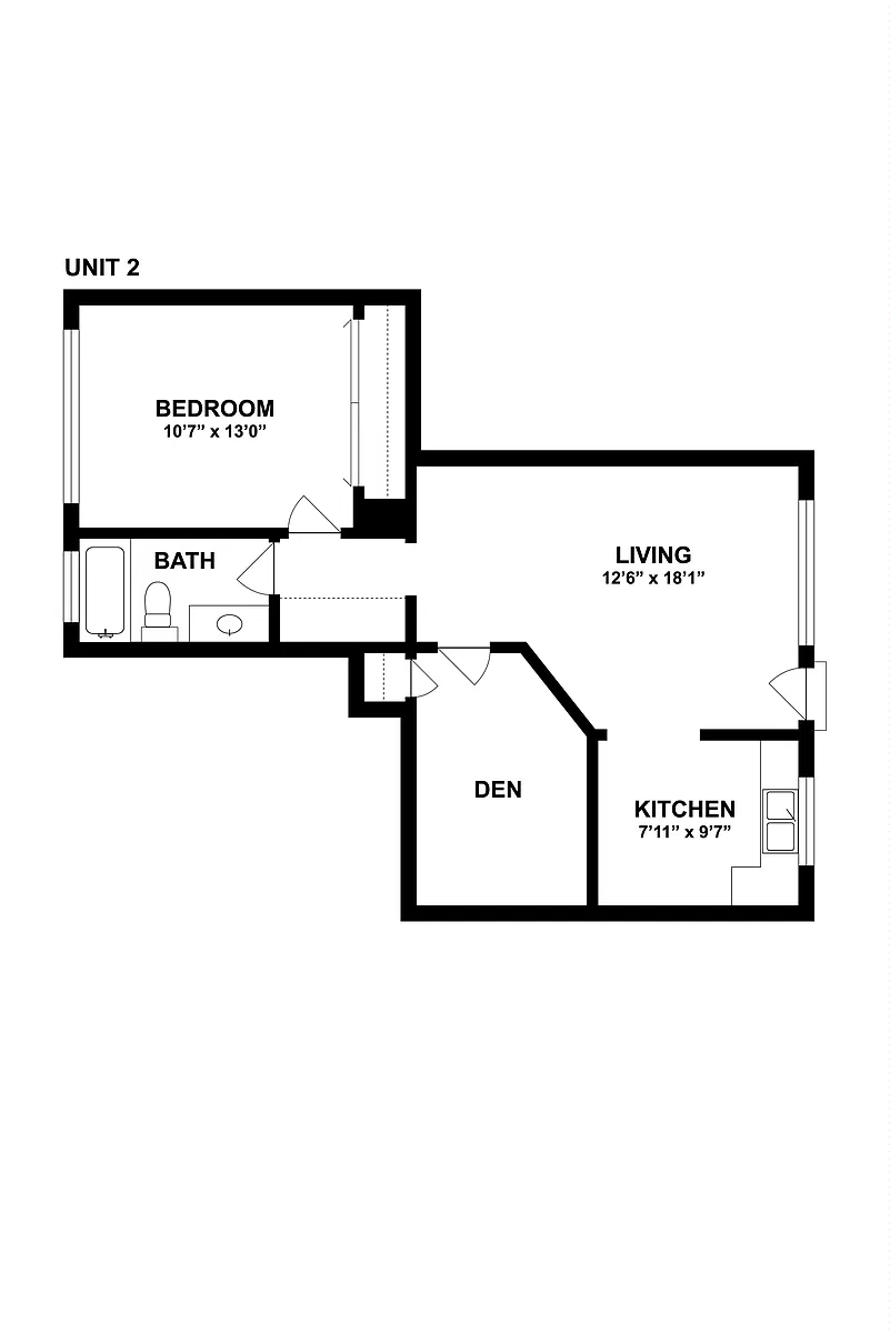 Floor plan 1 Bedroom + Den