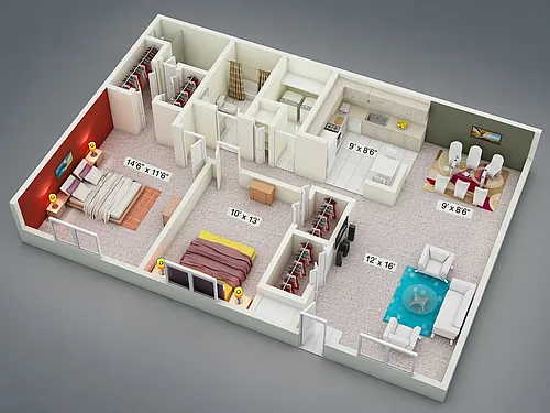 Floor plan Two Bedroom Par