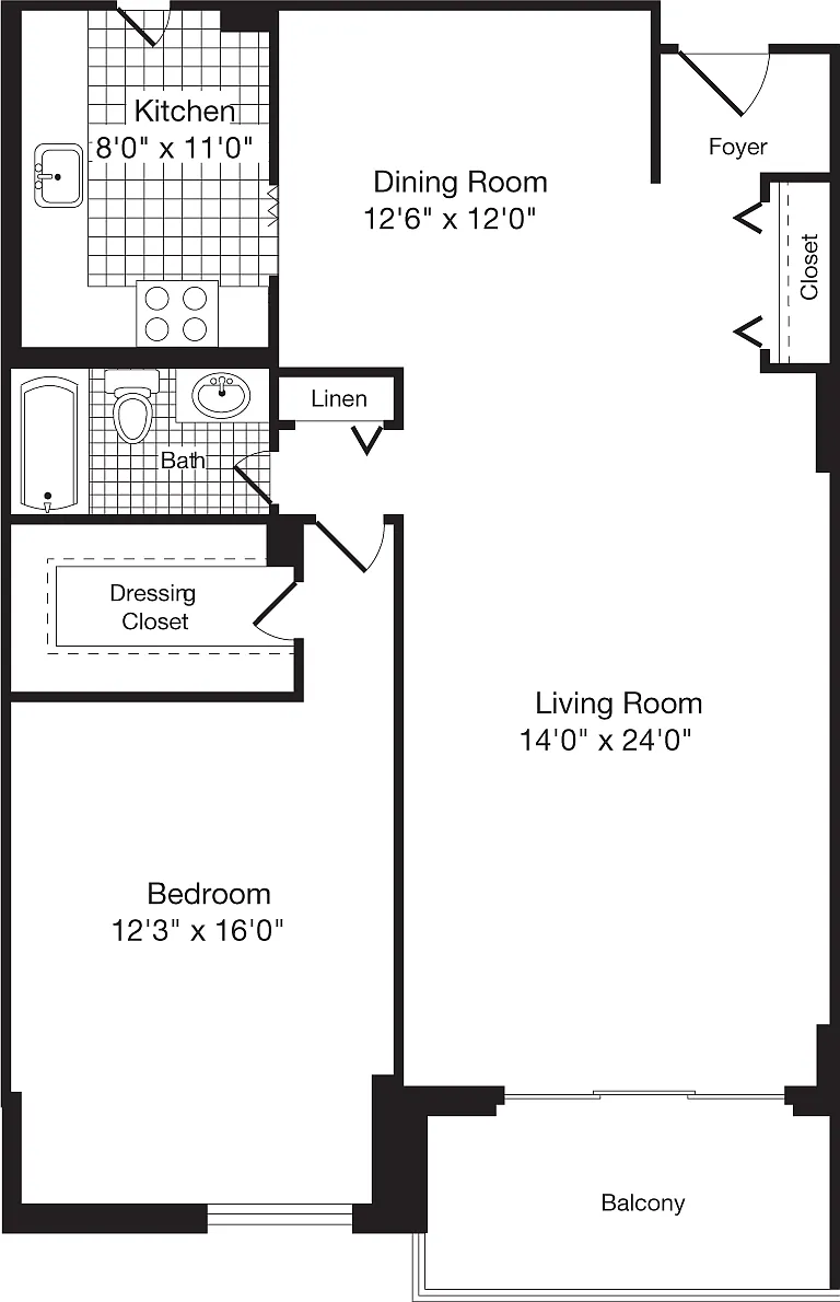 Floor plan 1 Bedroom X
