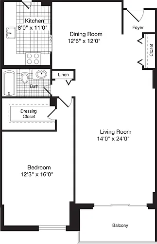 Floor plan 1 Bedroom X