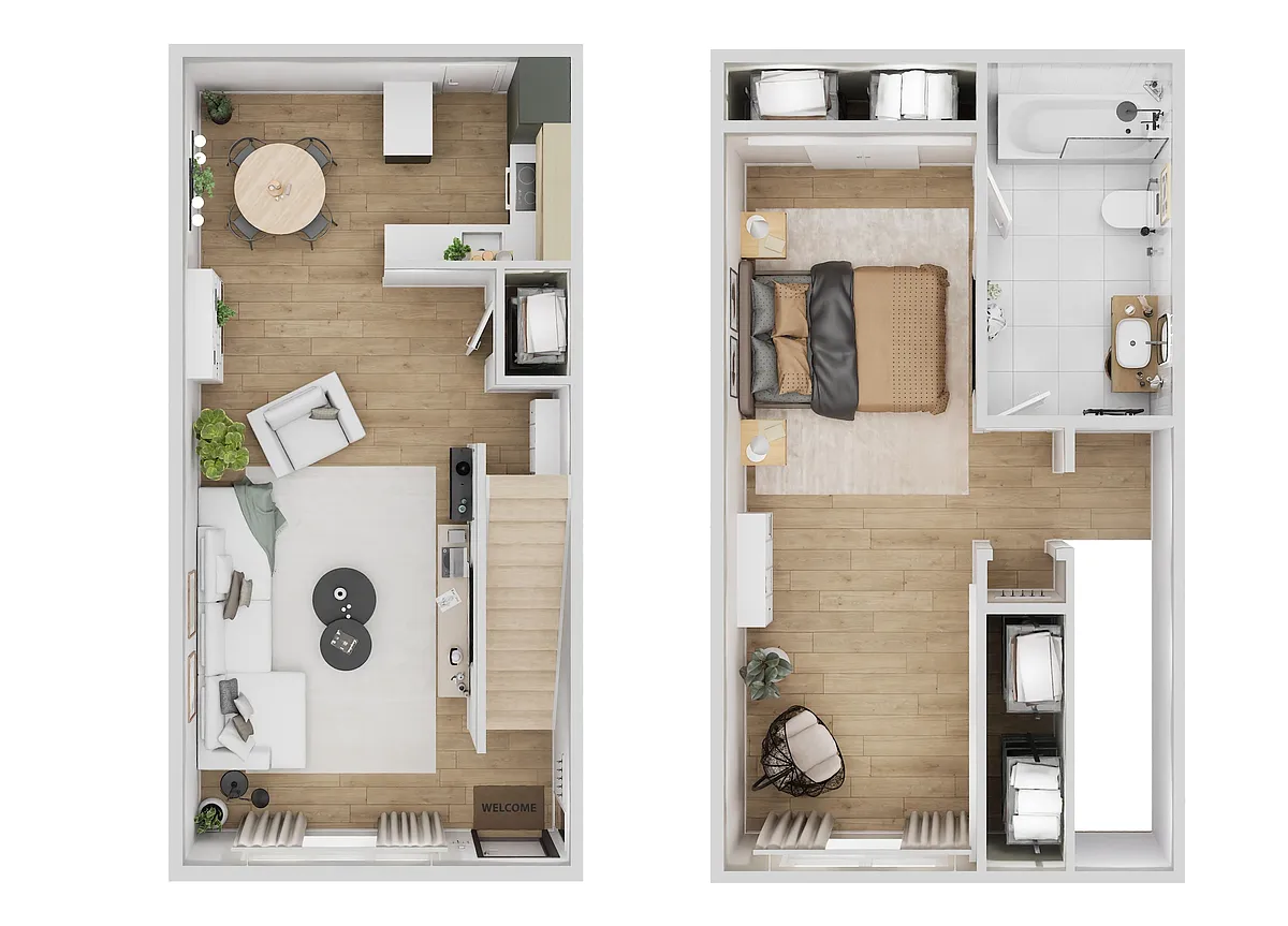 Floor plan 1 Bedroom, 1 Bathroom Plan B