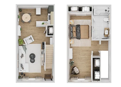 Floor plan 1 Bedroom, 1 Bathroom Plan B