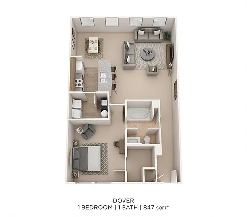 Floor plan One Bedroom-Dover