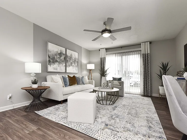 Living Room with Hardwood-Style Flooring
