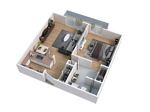 Floor plan One Bedroom - B