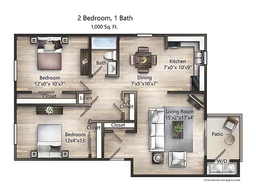 Floor plan Two Bedroom One Bath