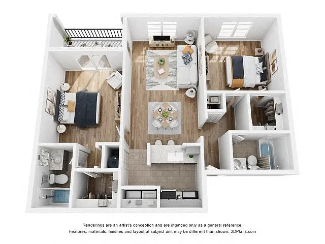 Floor plan 2x2 B1 Renovated
