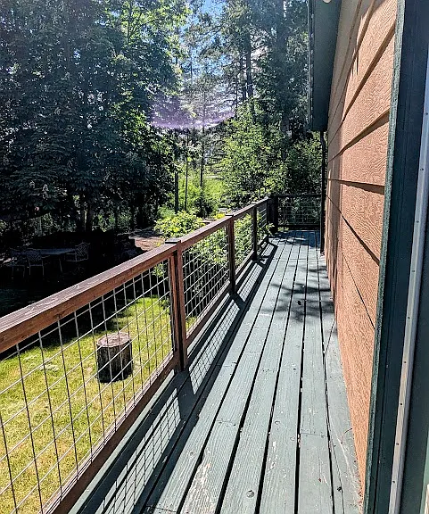 Side, wrap around deck.
