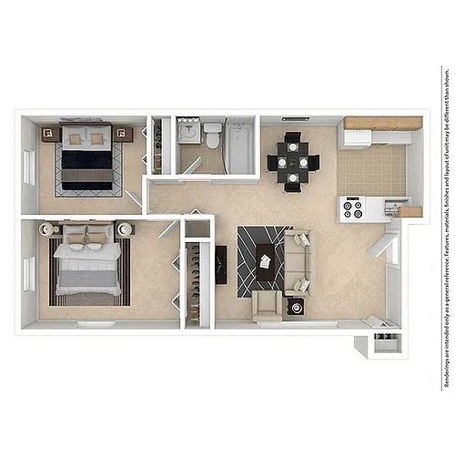 Floor plan North Hills Drive 2 Bedroom/1 Bathroom