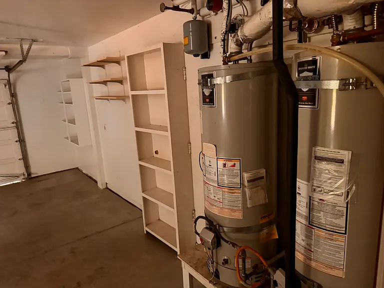 Garage with H2O heaters for hot water and radiant heat