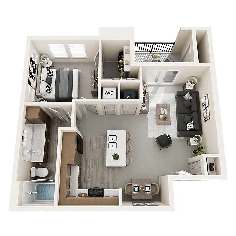 Floor plan One Bed - 715 sq ft - 60%