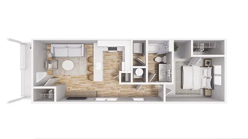 Floor plan 1x1 - 606 sqft - A1