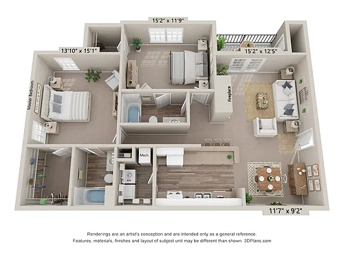 Floor plan Two Bedroom Large