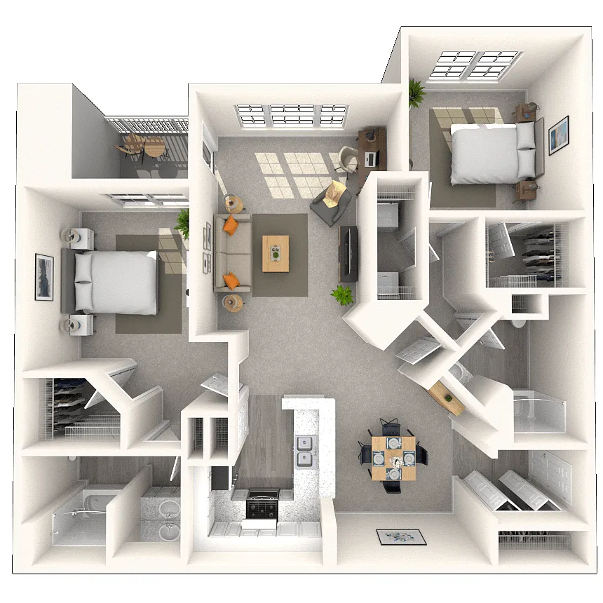 Floor plan Traditional 2x2 1092-1353 SF