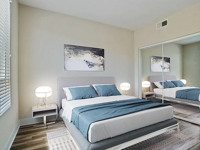 Spacious bedrooms can accommodate any bed size