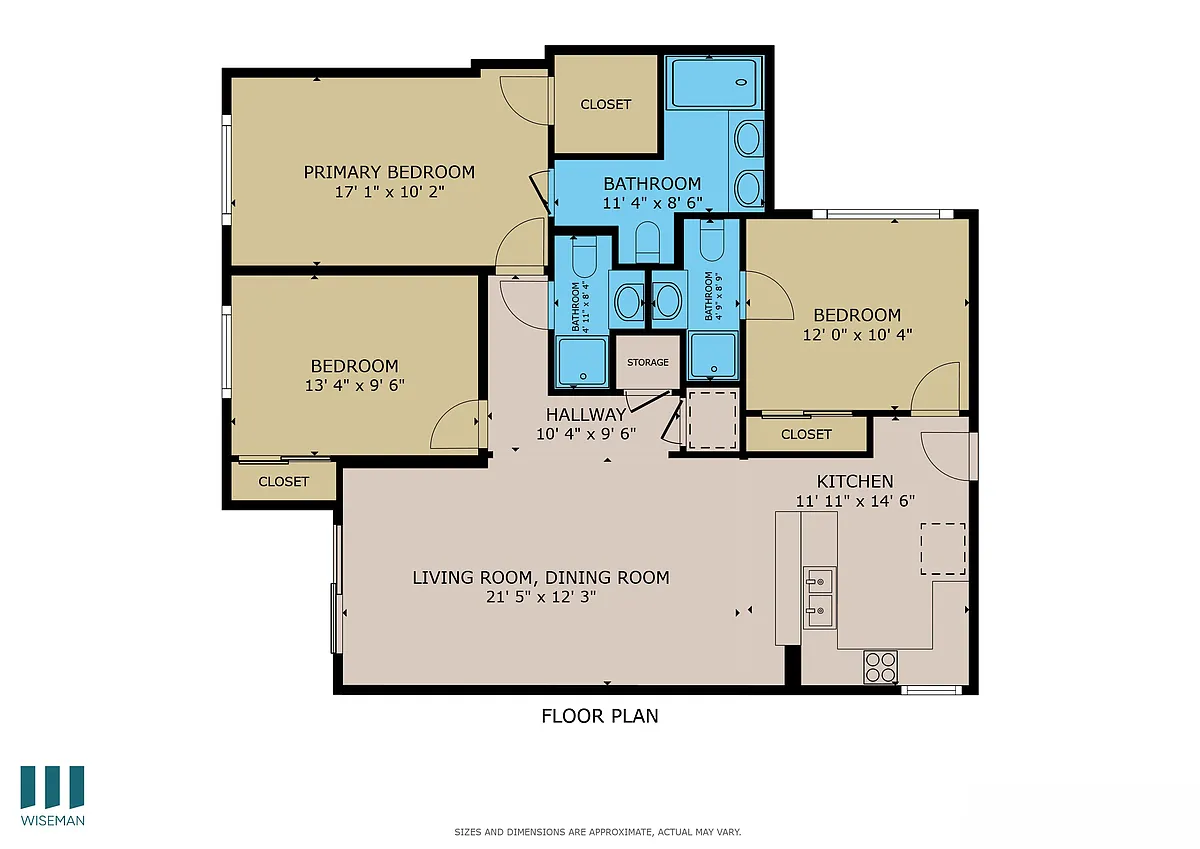 Floor plan Three-Bedroom Three-Bathroom - A