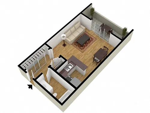 Floor plan Studio 446 Sqft
