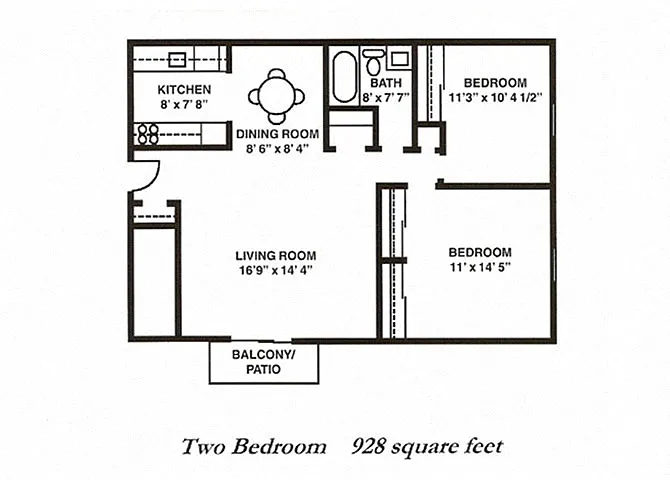Floor plan 2 Bedroom Garden A