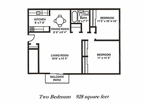 Floor plan 2 Bedroom Garden A