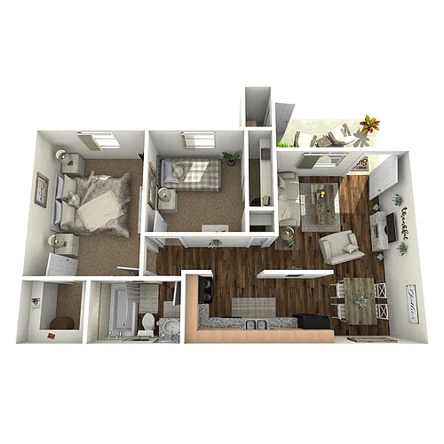 Floor plan A - 2 Bed 1 Bath