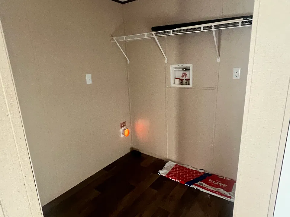Connections for washer and dryer.