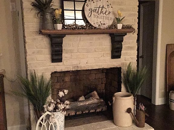 Fireplace in kitchen