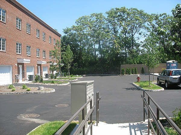 Behind the building