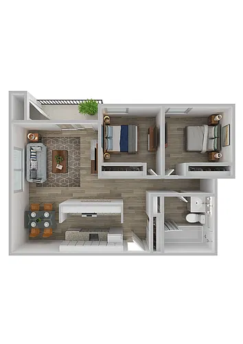 Floor plan 2 Bedroom / 1 Bath - C1